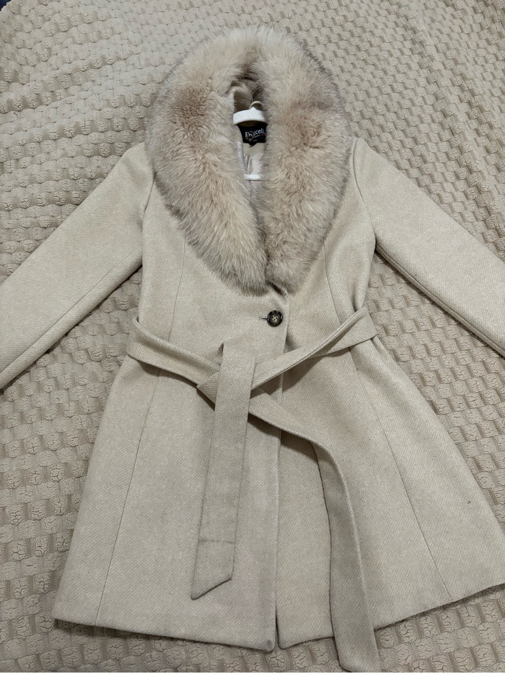 Belted Trench with Real Fox Fur Collar